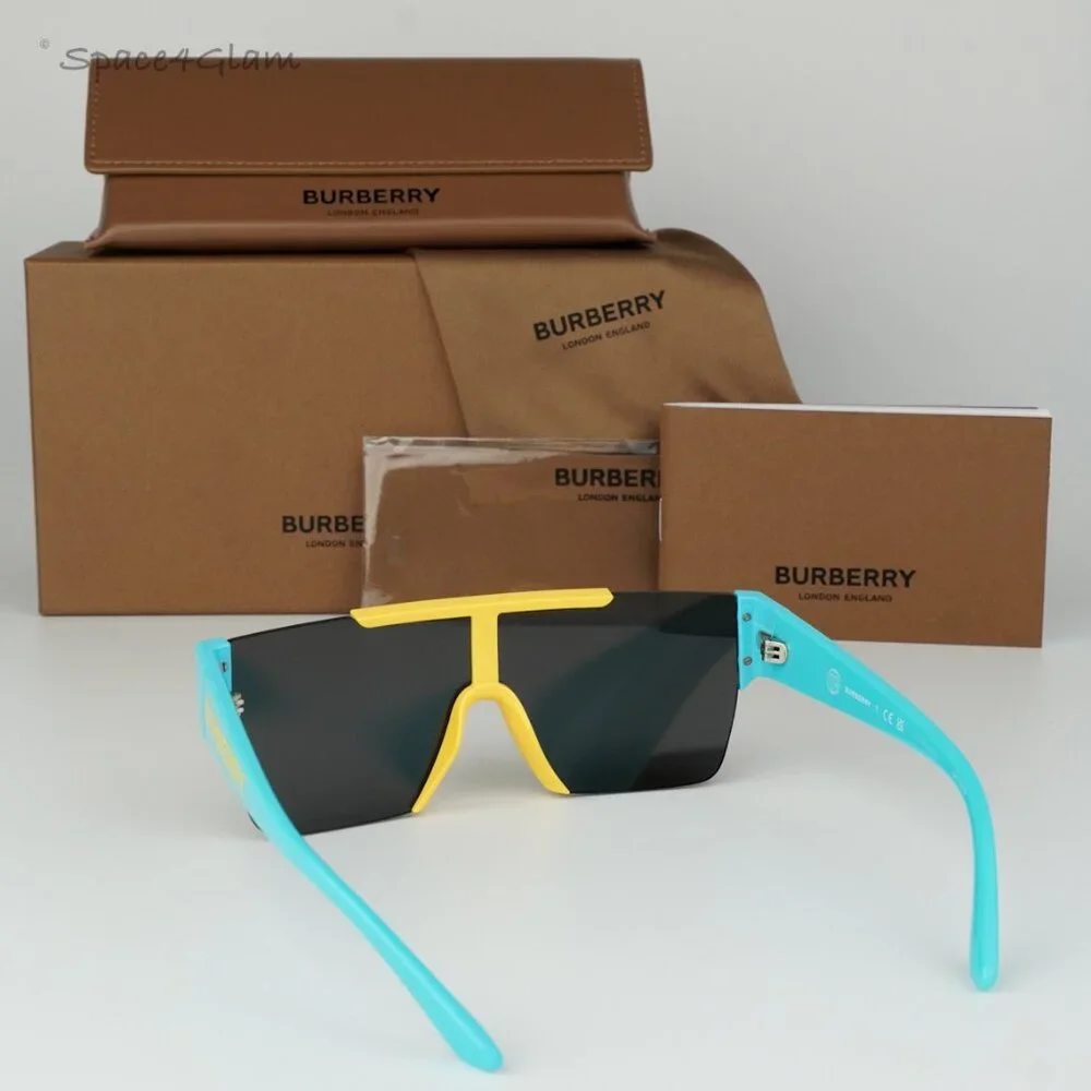 Burberry Boys Sunglasses Yellow Blue Grey Shield JB4387 405087 KIDS BRAND NEW